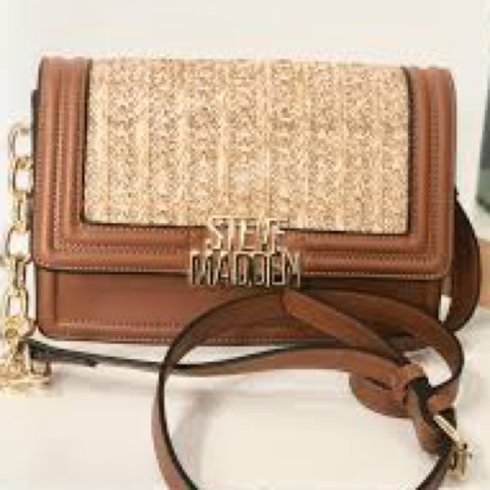 Steve Madden Brown and Tan Crossbody Bag, COG/MULTI BSAFFRON